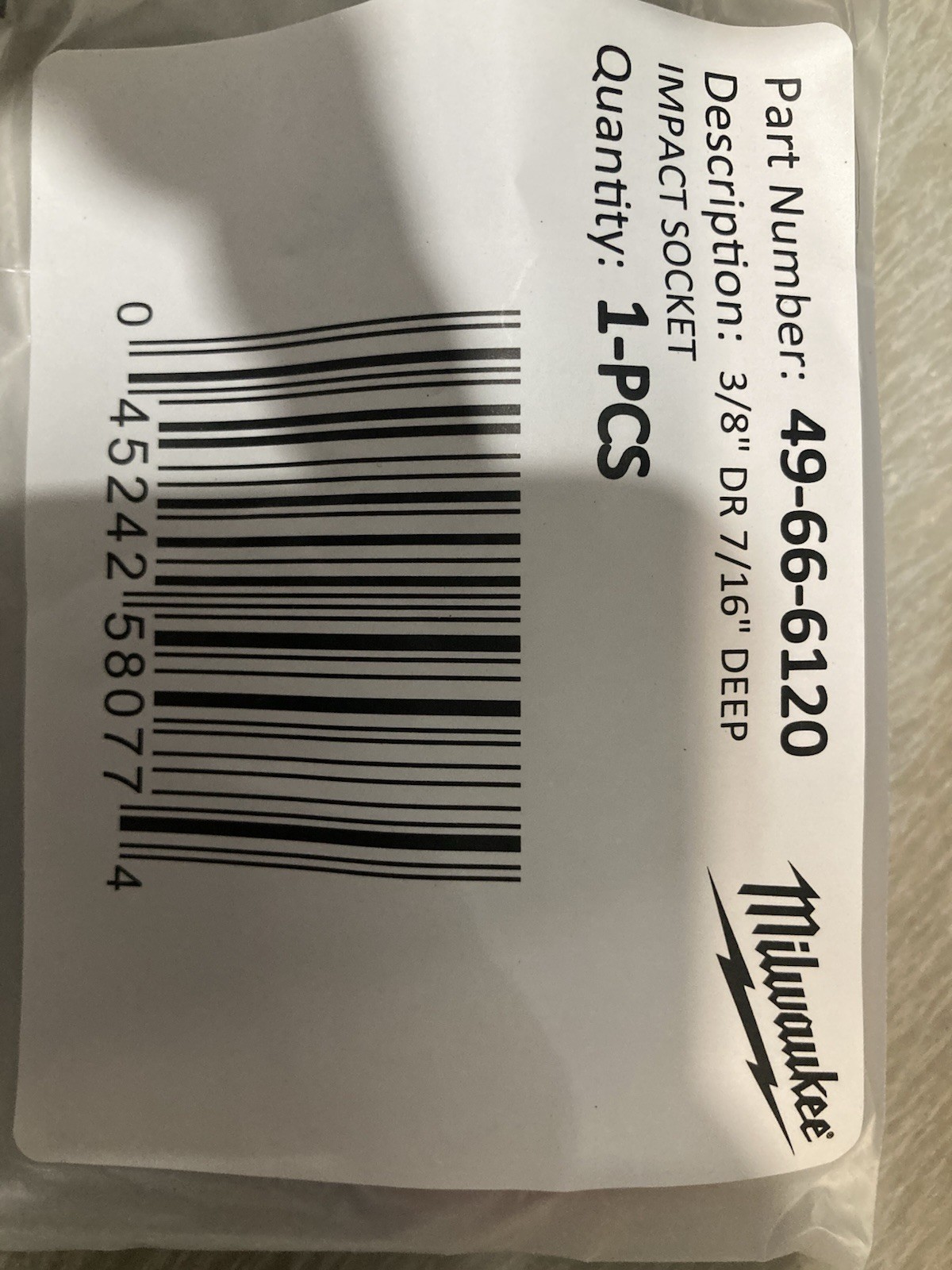 Milwaukee 49-66-6120 SHOCKWAVE Impact Duty 3/8 Drive 7/16 in. Deep 6 Point Socke