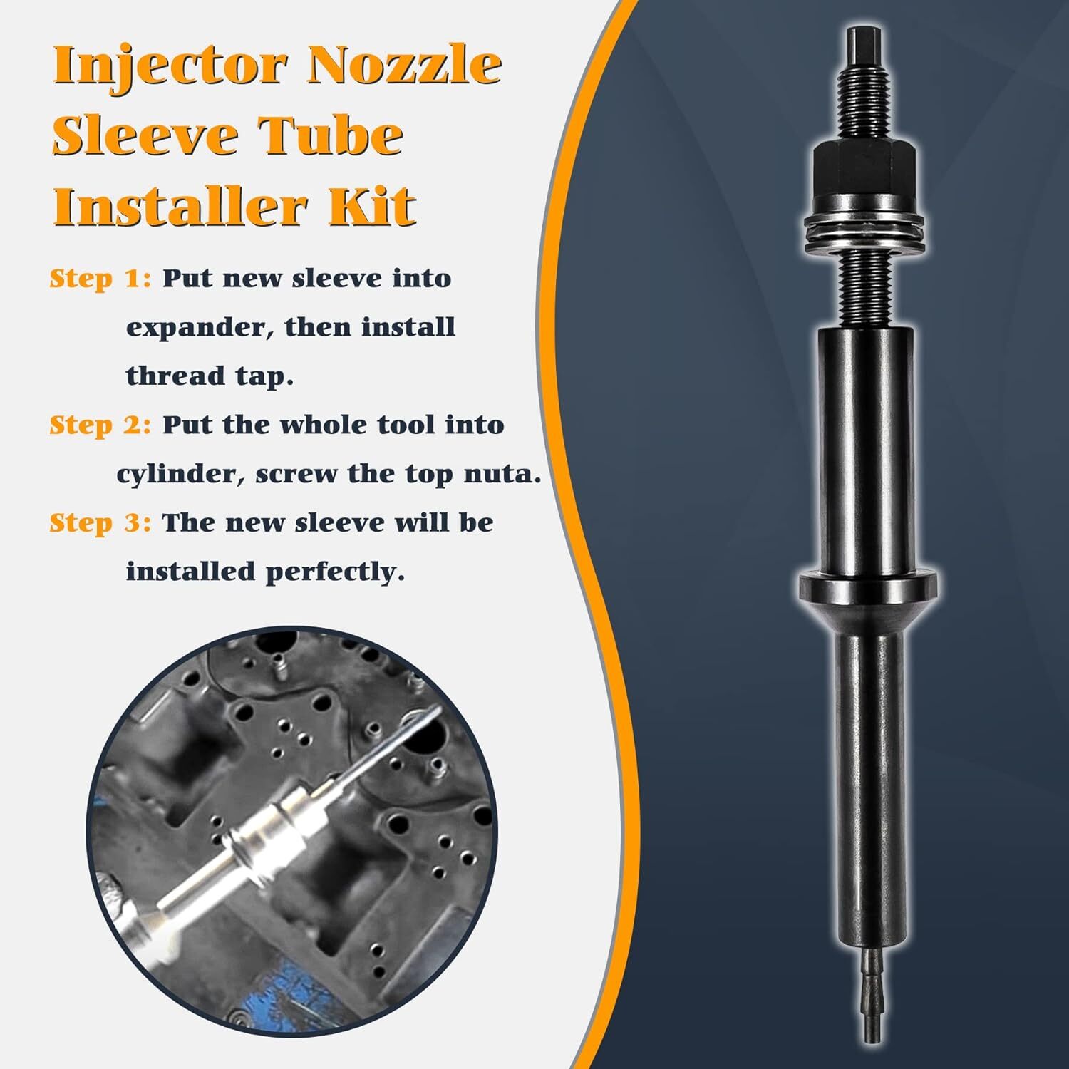 INJECTOR SLEEVE NOZZLE CUP TUBE REMOVAL & INSTALL TOOL FOR VOLVO D11 D12 D13 D16