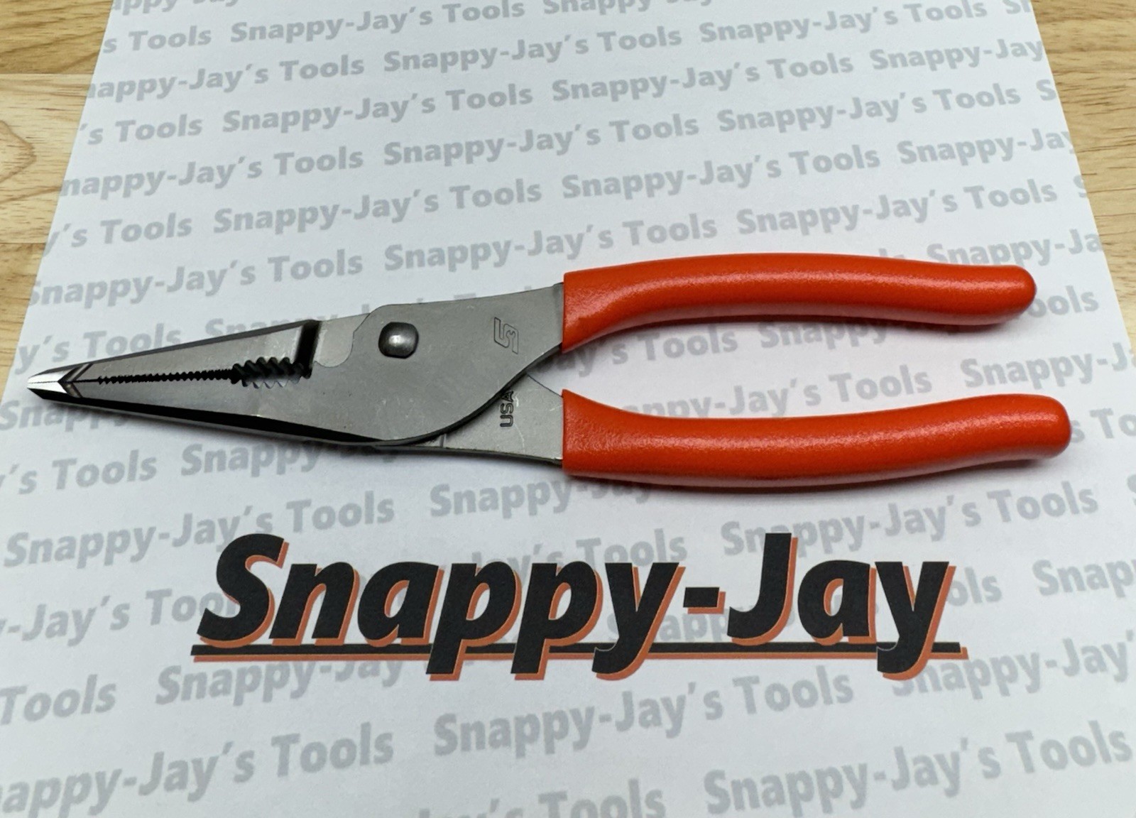 Snap-on Tools USA NEW ORANGE 9″ Talon Grip Long Nose Slip Joint Pliers LN47ACF