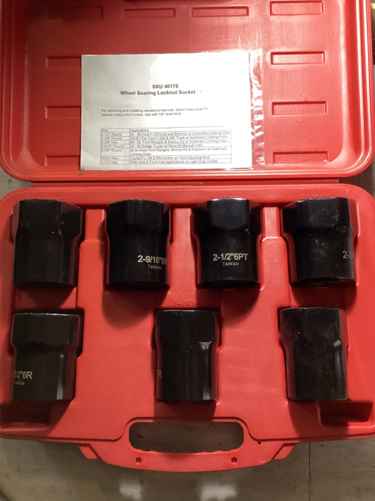 Wheel Bearing Locknut Socket Set 7PC Various Sizes See Illustrations for Sizes