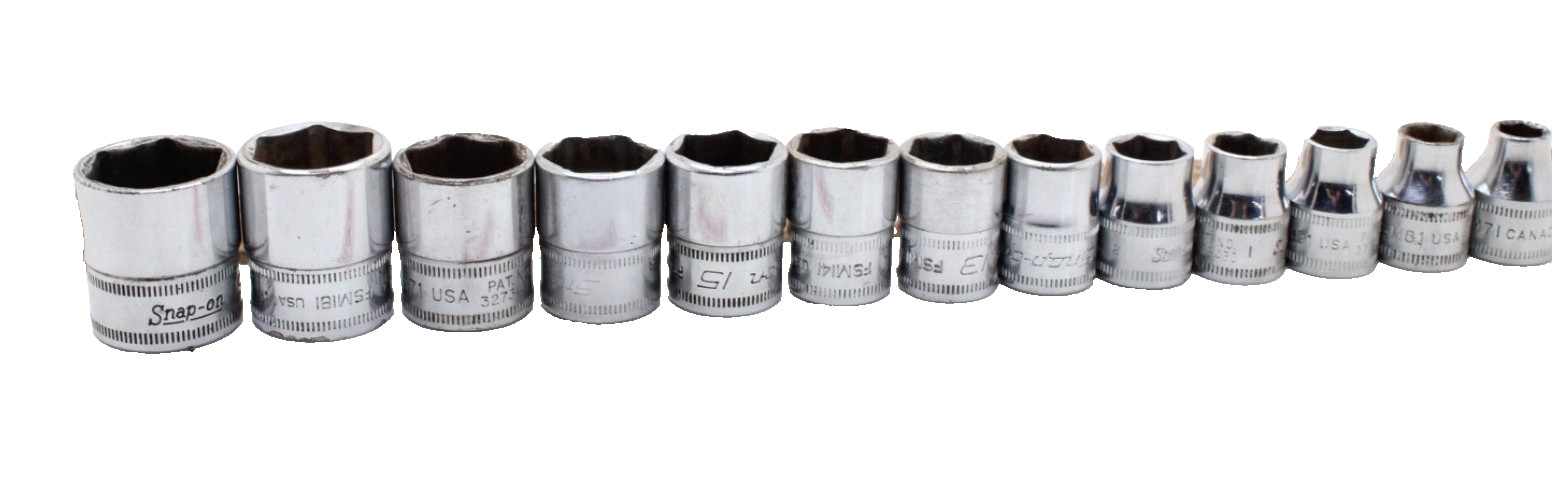 Snap-on 212FSMY 7-19mm 3/8″ Drive 6 Point 13 Piece Metric Chrome Socket Set USA