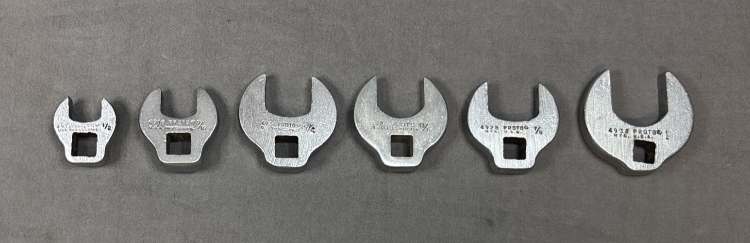 6 pc. PROTO Tools 3/8 drive SAE Crow Foot Set – 1/2, 9/16, 3/4, 13/16, 7/8, 1»