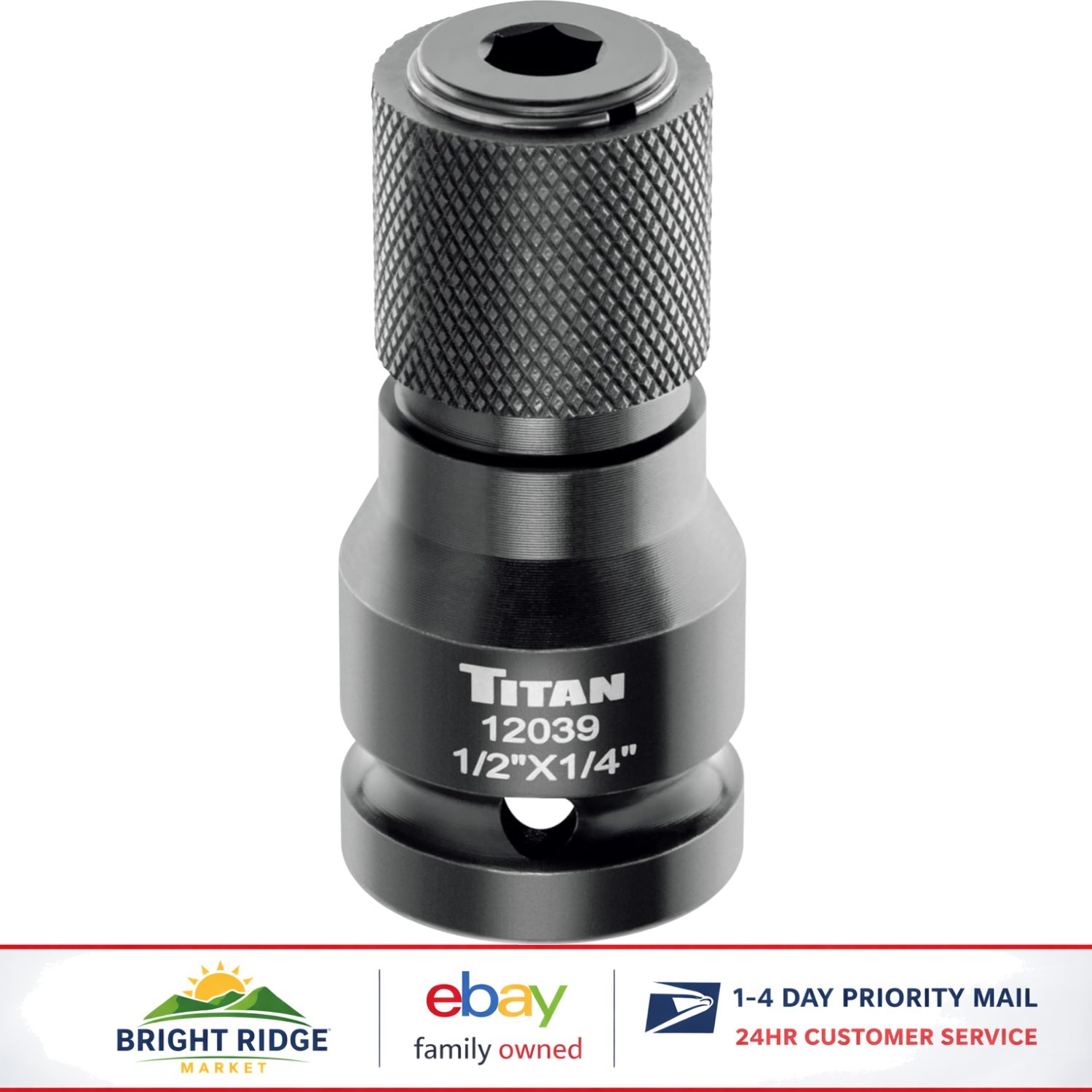 1/2 Inch Drive to 1/4 Inch Hex Quick Change Impact Adapter for Power Tools