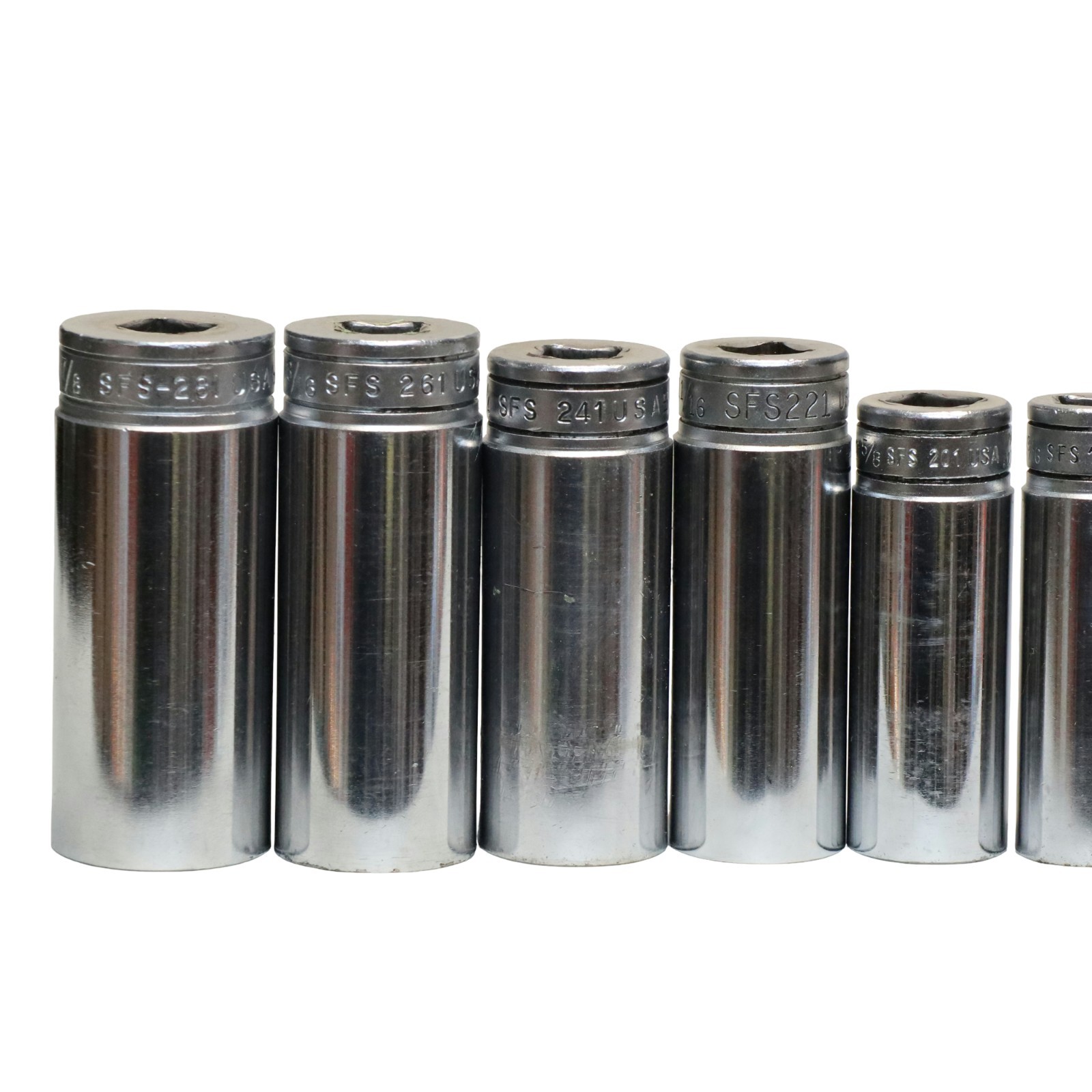 10 Pc Snap-on 3/8 Drive 6 Point Sae Deep Socket Set Sfs081-sfs281 READ DESC