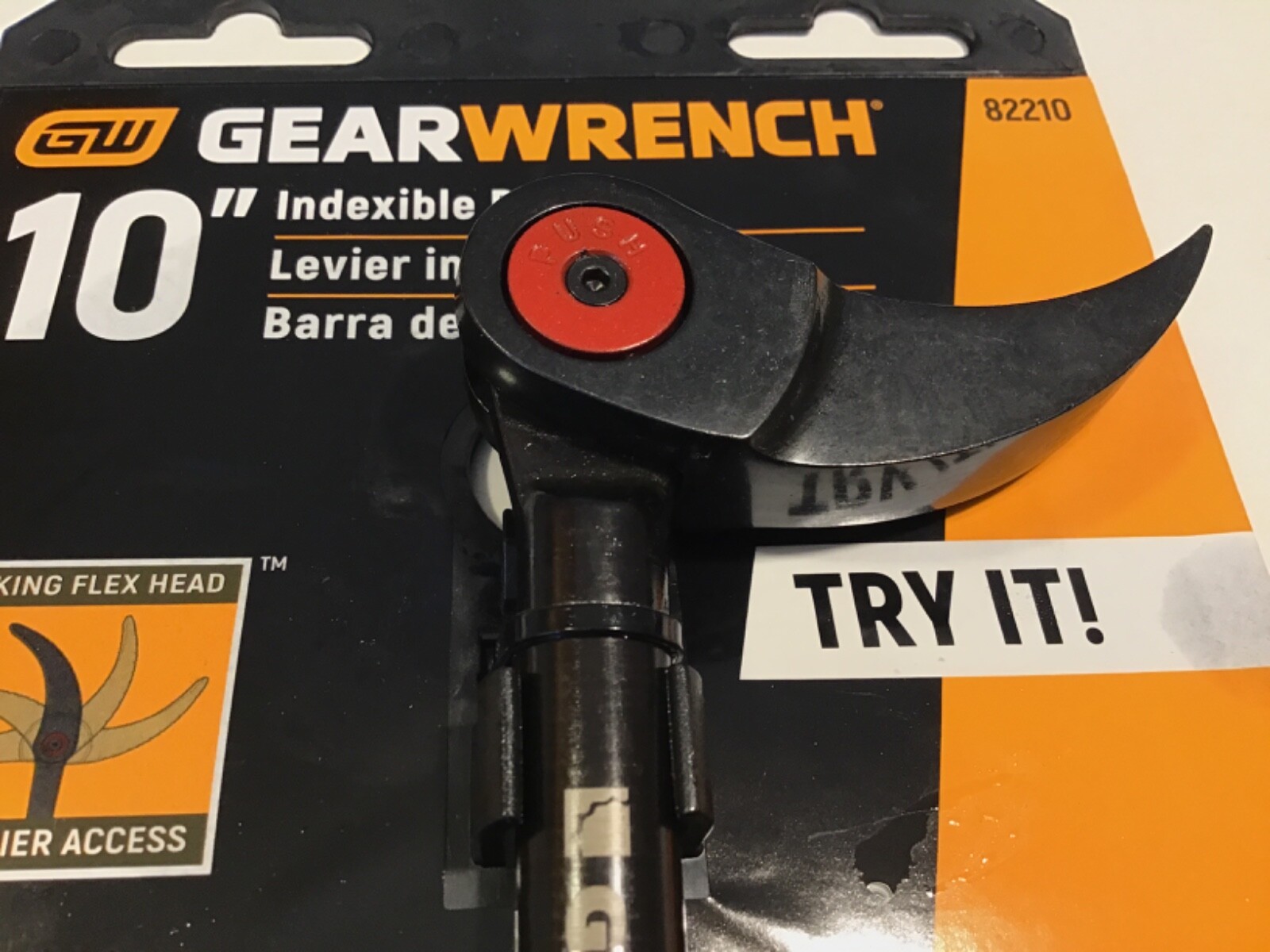 Gearwrench 82210 NEW 10” Steel Indexing Pry Bar With Snap Locking Flexible Head