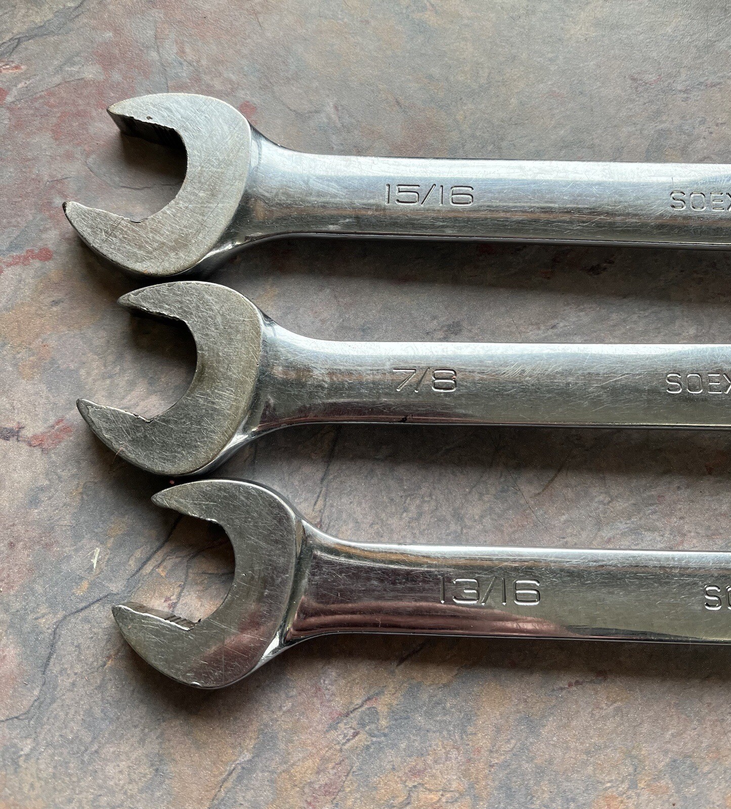 SOEX01 Snap On 13 Pc 12-Point SAE Flank Drive Combination Wrench Set 1/4”-15/16”