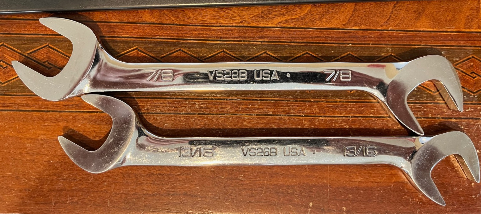Snap-on SAE 4 Way Angle Open End Wrench Set 3/8″ – 1″ 11pc VS807B+4 USA SAVE$$