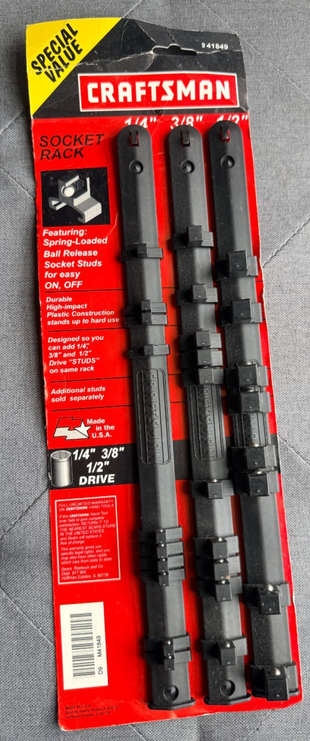 Craftsman 1/4″, 3/8’’, 1/2″ Drive Socket Racks Set of 3 # 941849 NEW