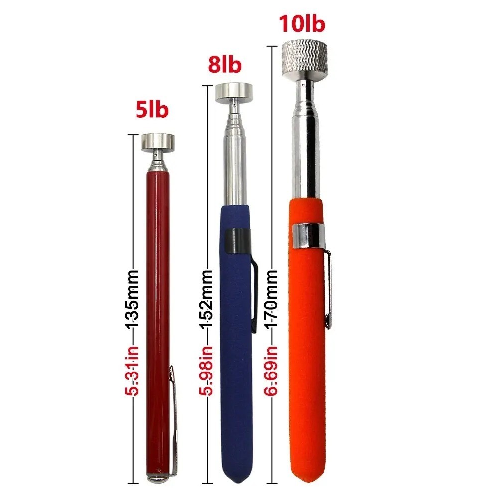 3x MAGNETIC PICK UP TOOL 5/8/10 LBS TELESCOPIC LONG REACH EXTENDING MAGNET PEN