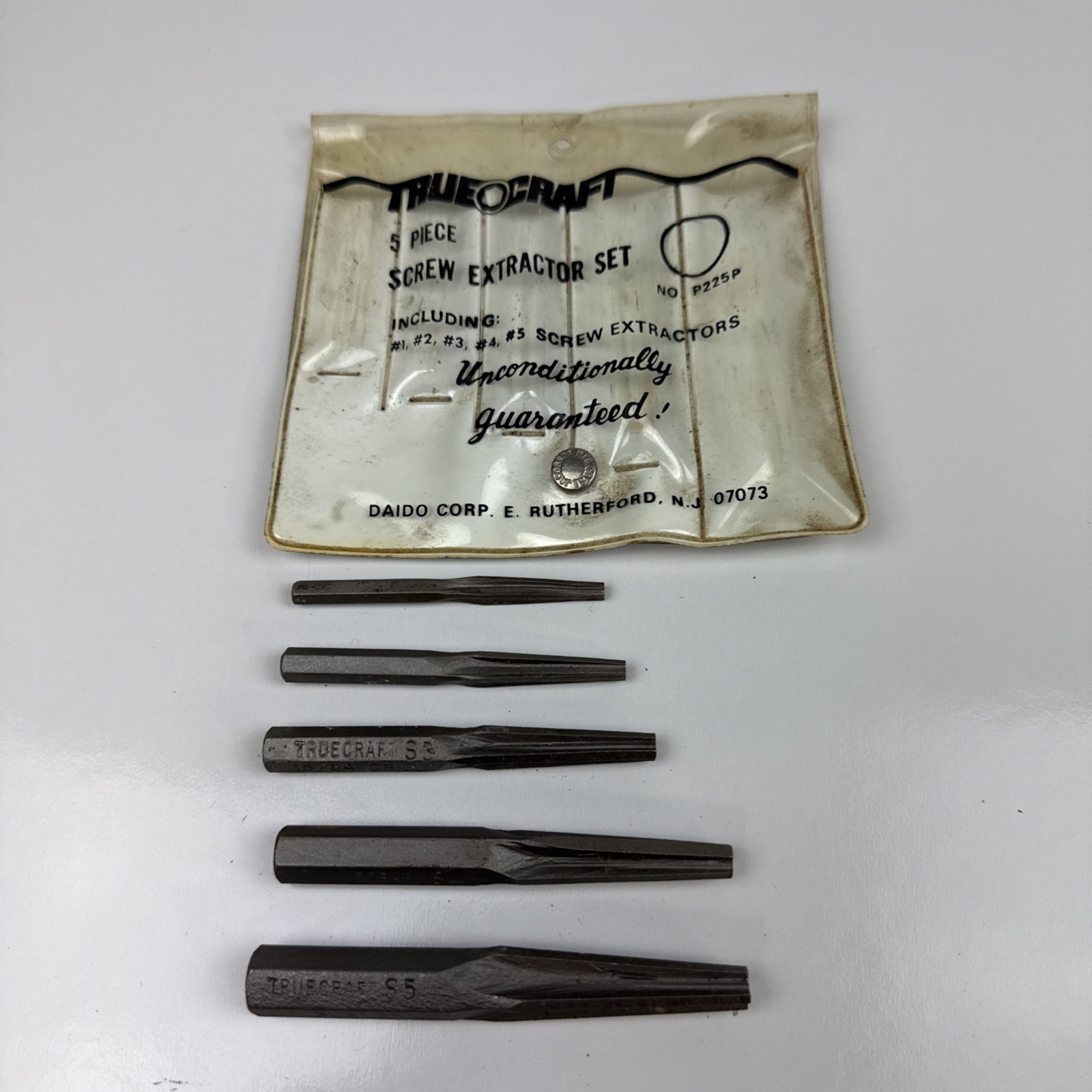 5 Pc TrueCraft Tools Flute Spline Bit Screw Extractor Set Broken Bolt Lot Pouch