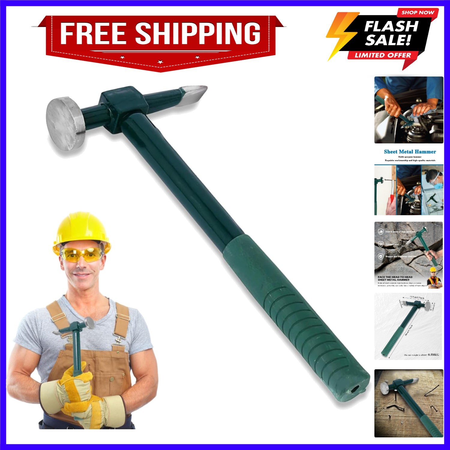 Sheet Metal Hammer, Auto Body Repair Tools Hammer, Car Restoration and Dent R…
