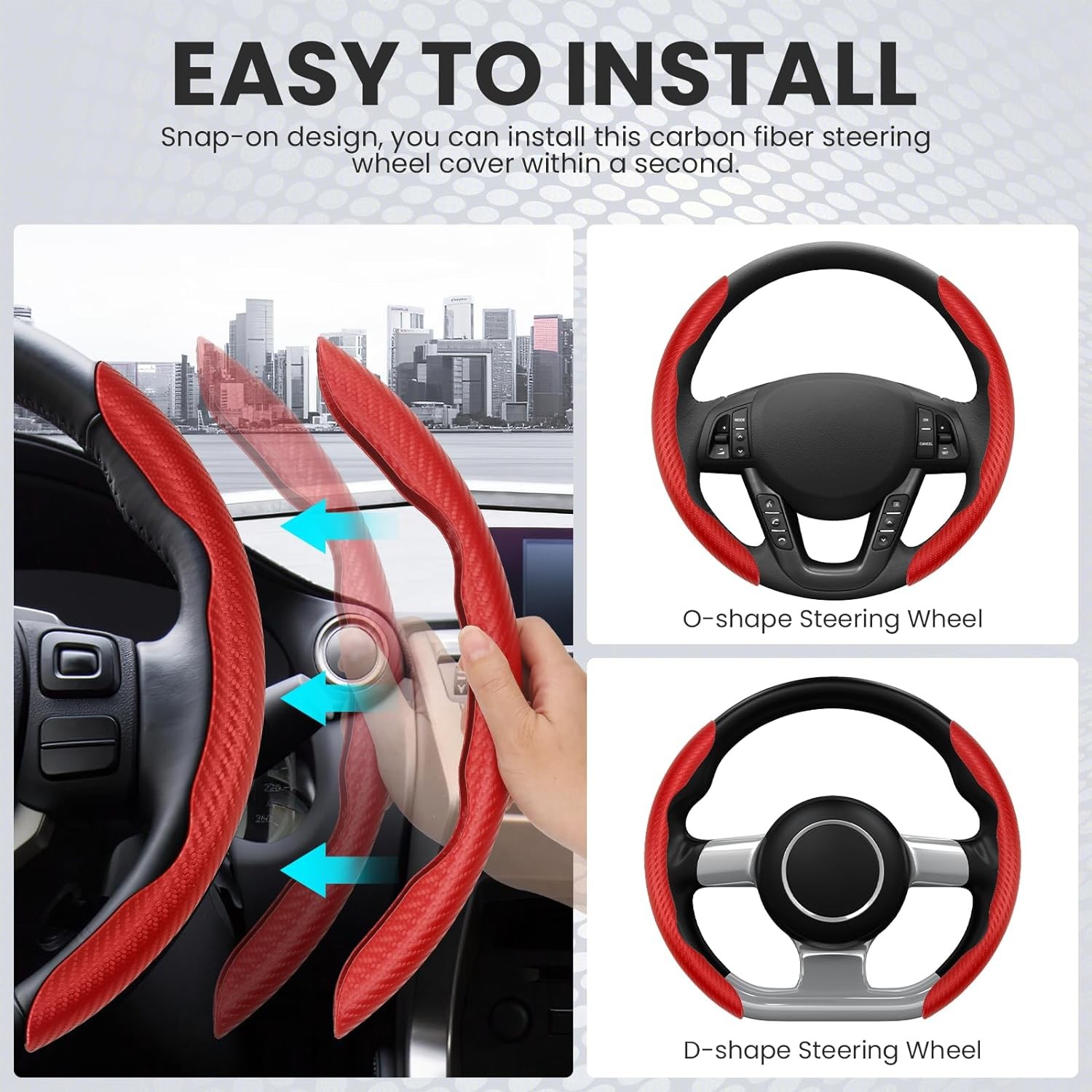 4× Car Seat Belt Liner Covers & Armrest Pad & Steering wheel Cover Auto Set US