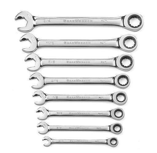 Gear Wrench 8 pc Ratcheting Open End SAE Wrench Set Hydraulic Line 85599