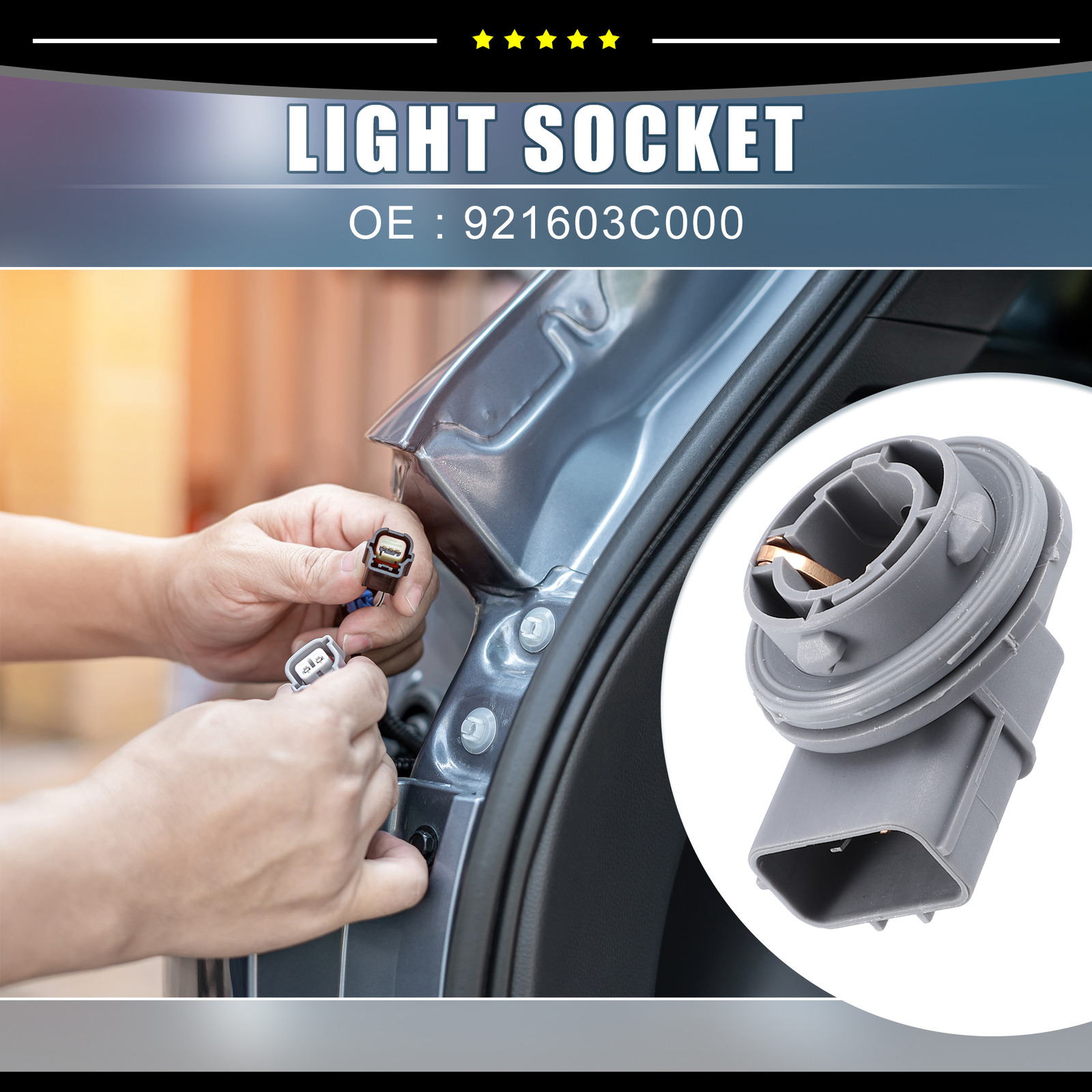 Pieceof2 Headlight Headlamp Bulb Holder Socket 921603C000 fit for Hyundai Accent