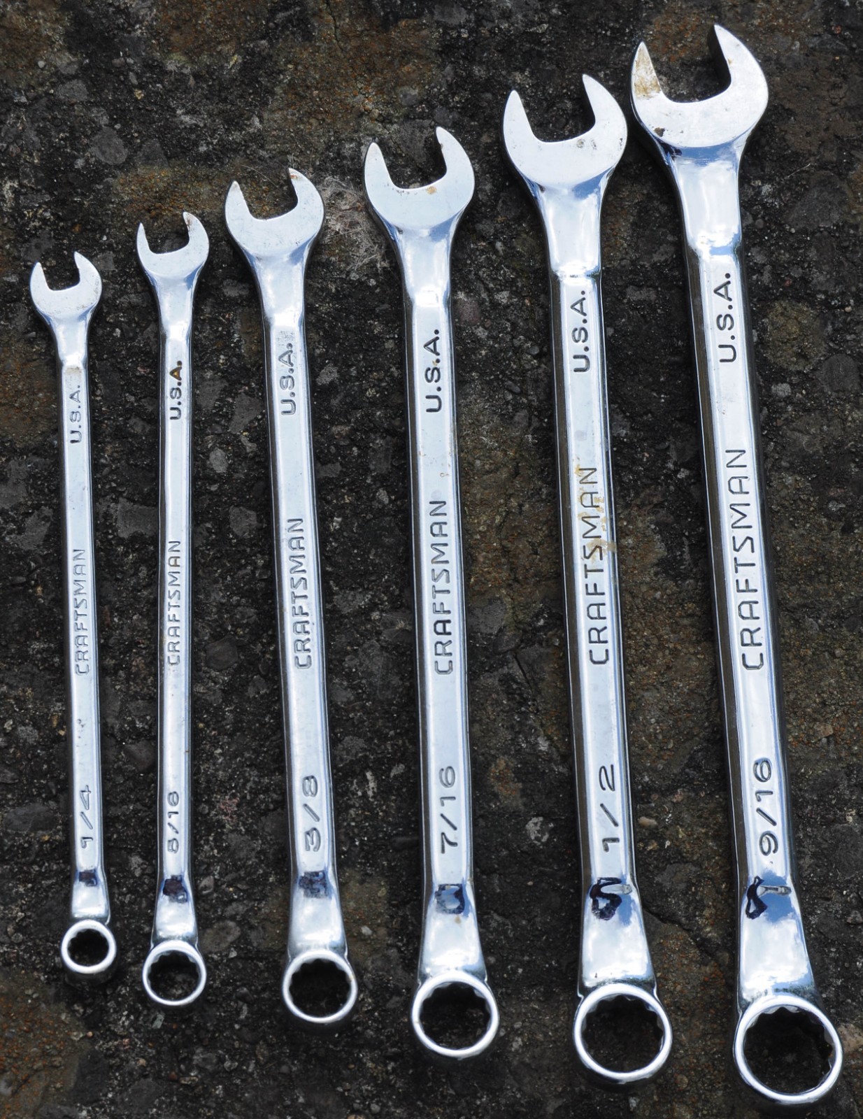 Set of 6 Craftsman Professional 12 Point Combination Wrenches – 9/16-7/16-1/2…