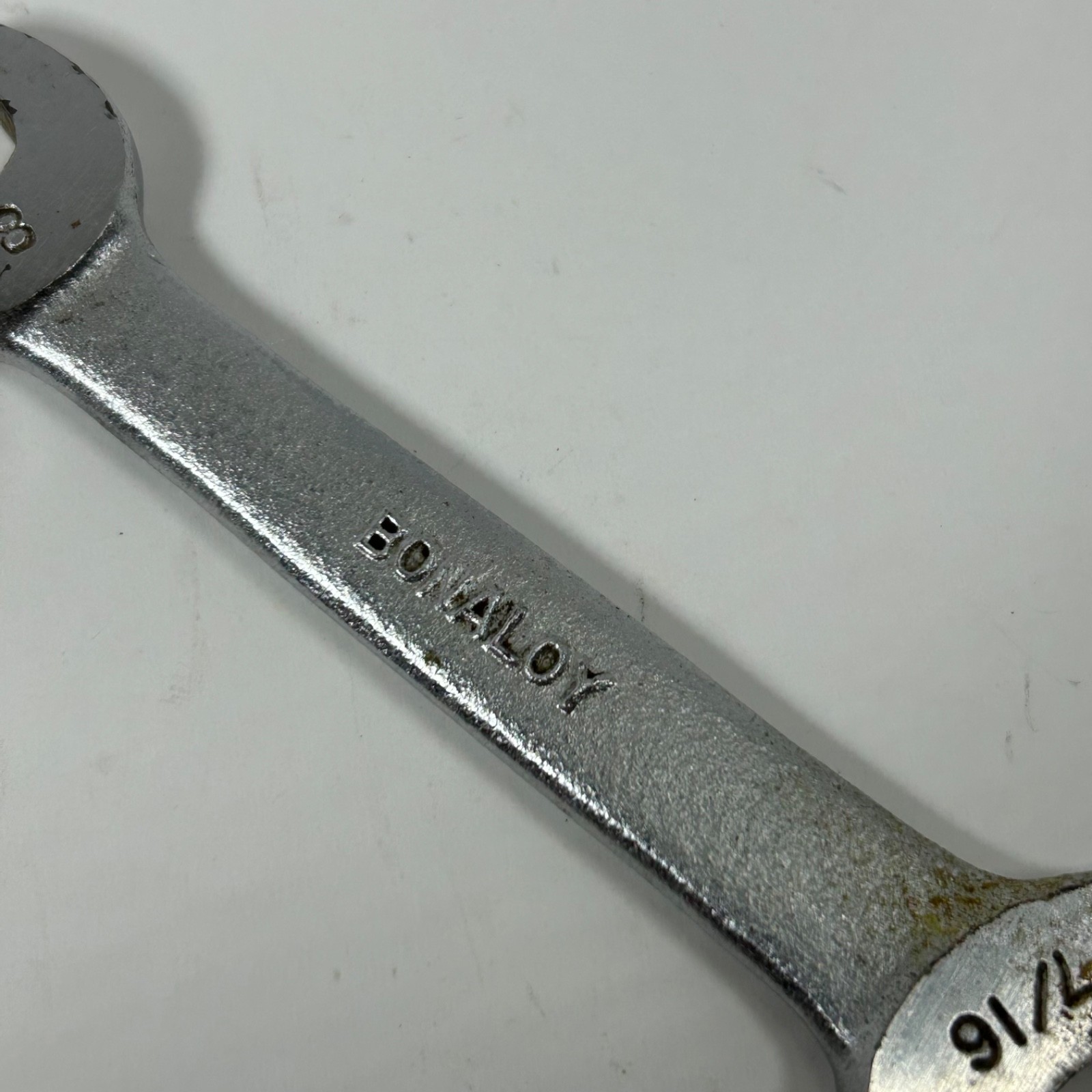 Vintage BONNEY USA 1723 3/8 X 7/16 In SAE Short Stubby Open End Wrench