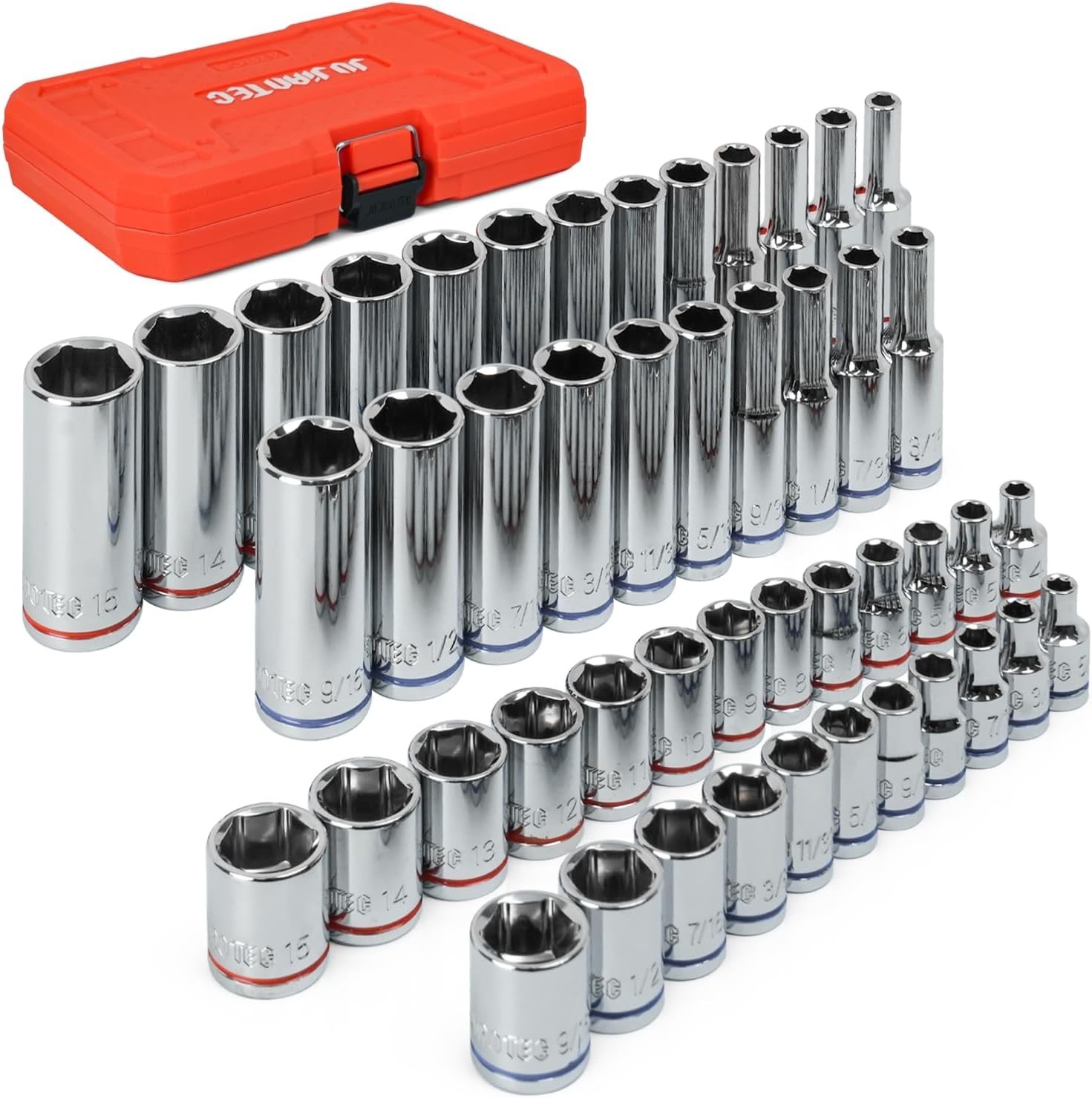 47-Piece 1/4″ Drive Impact Socket Set – Deep & Shallow Socket Set SAE 5/32″-9/16