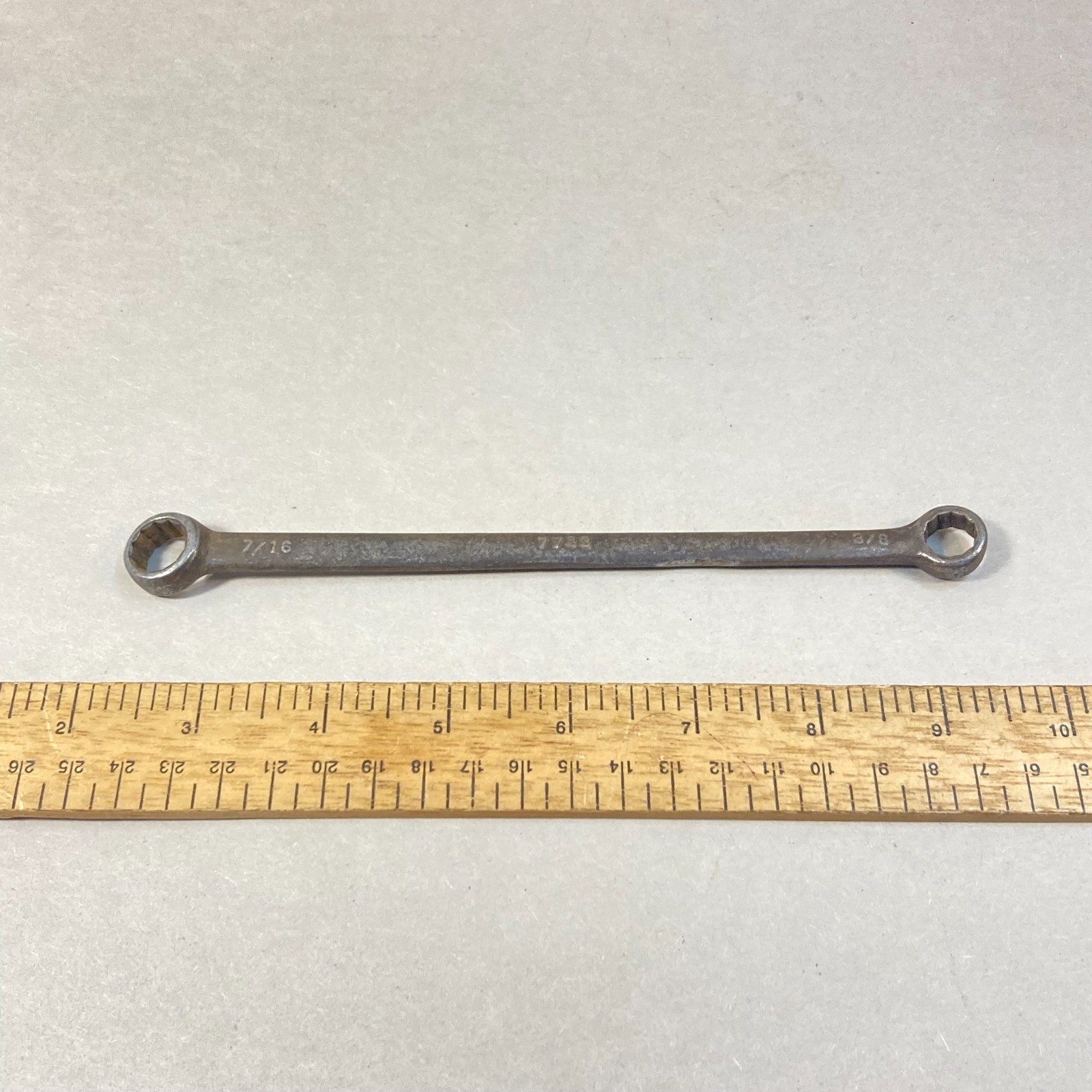 Fairmount 7/16″-3/8″ Wrench Box End Thin Flat Handle 12 Point SAE #7723 USA