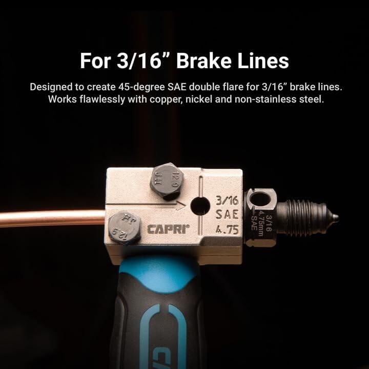 Portable Double Flaring Tool for 3/16 in Steel Nickel Brake Line Auto Repair