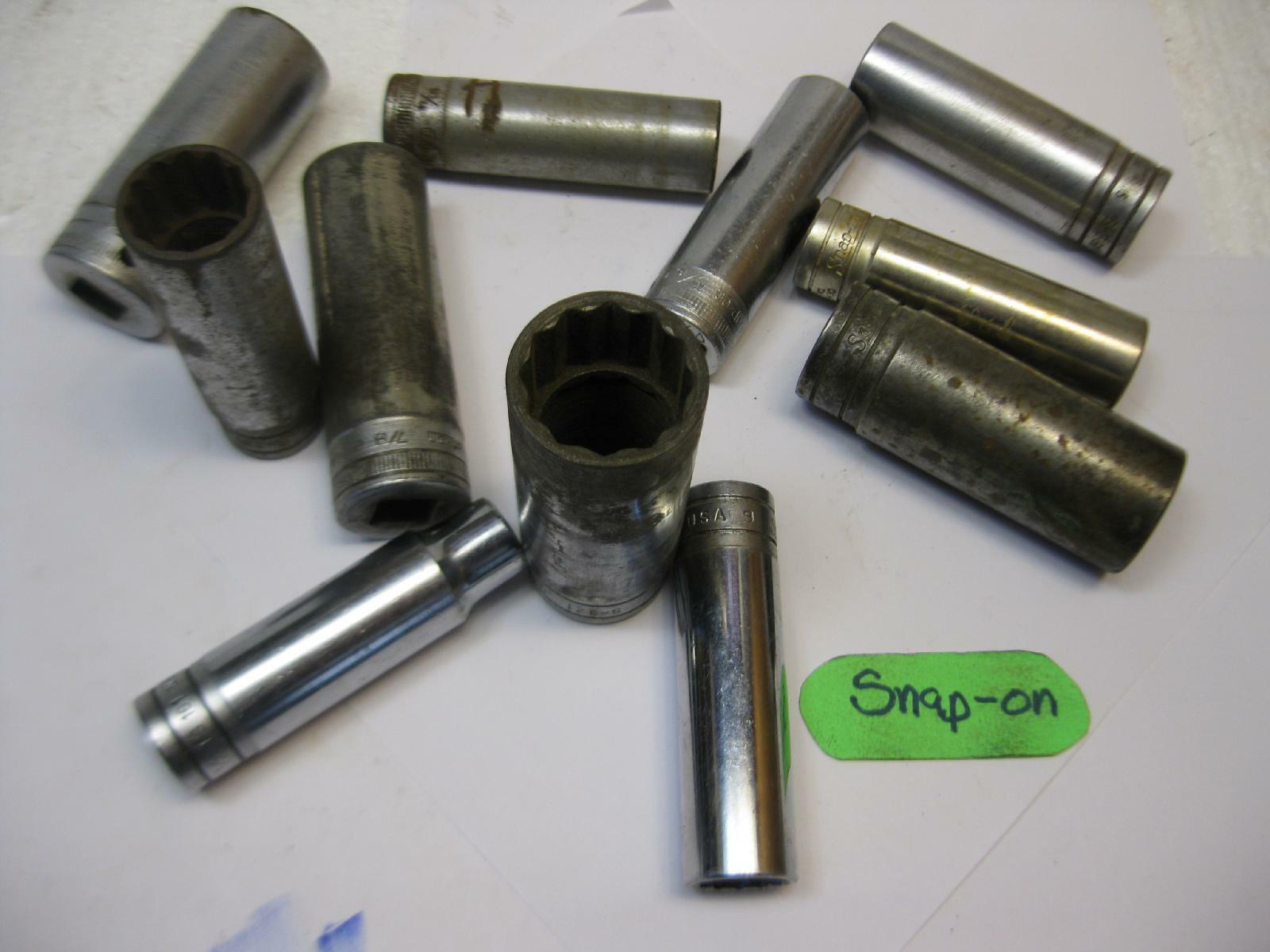 Snap-on vintage tools 1/2 drive SAE sockets sold each FAIR to GOOD condition!