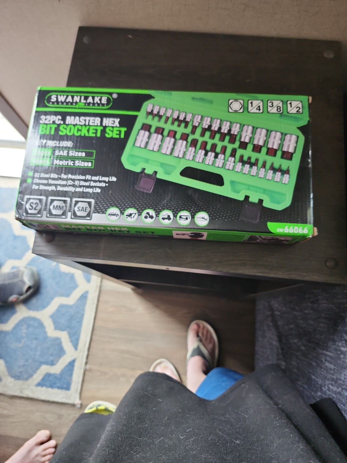 SWANLAKE 32 Piece Hex Bit Socket Set,SAE and Metric, 1/4», 3/8′, 1/2» Drive