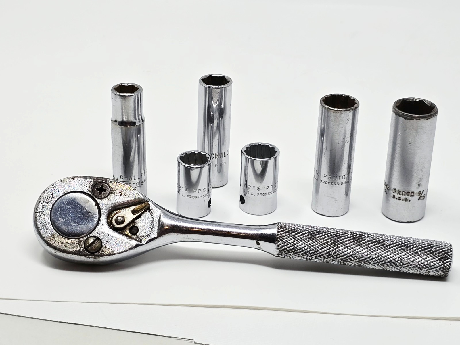 PROTO Pear Head Ratchet 5249 3/8″ Drive 7″ USA Professional with Sockets