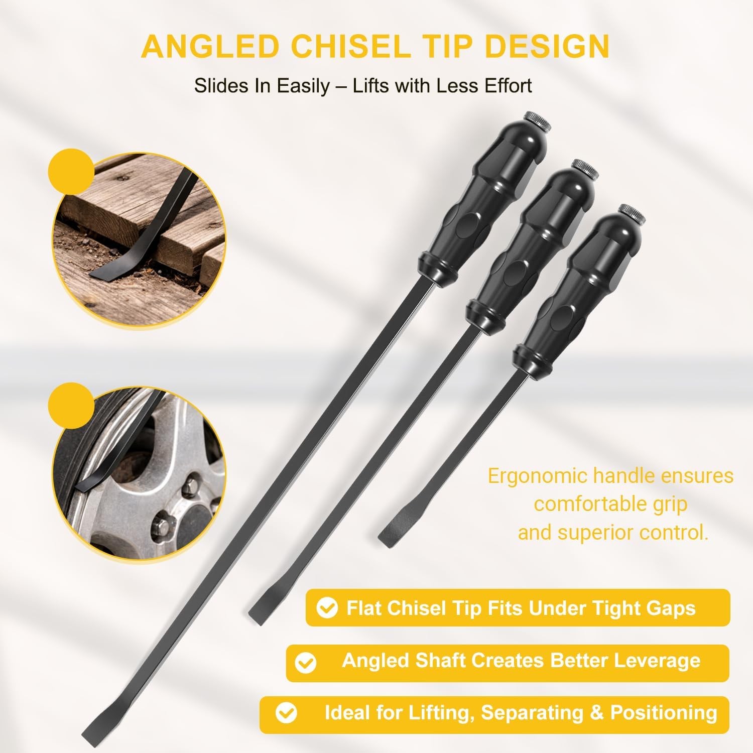 For Automotive Repairs LSQ42103 Angled End Handled Pry Bar w Striking Cap Set
