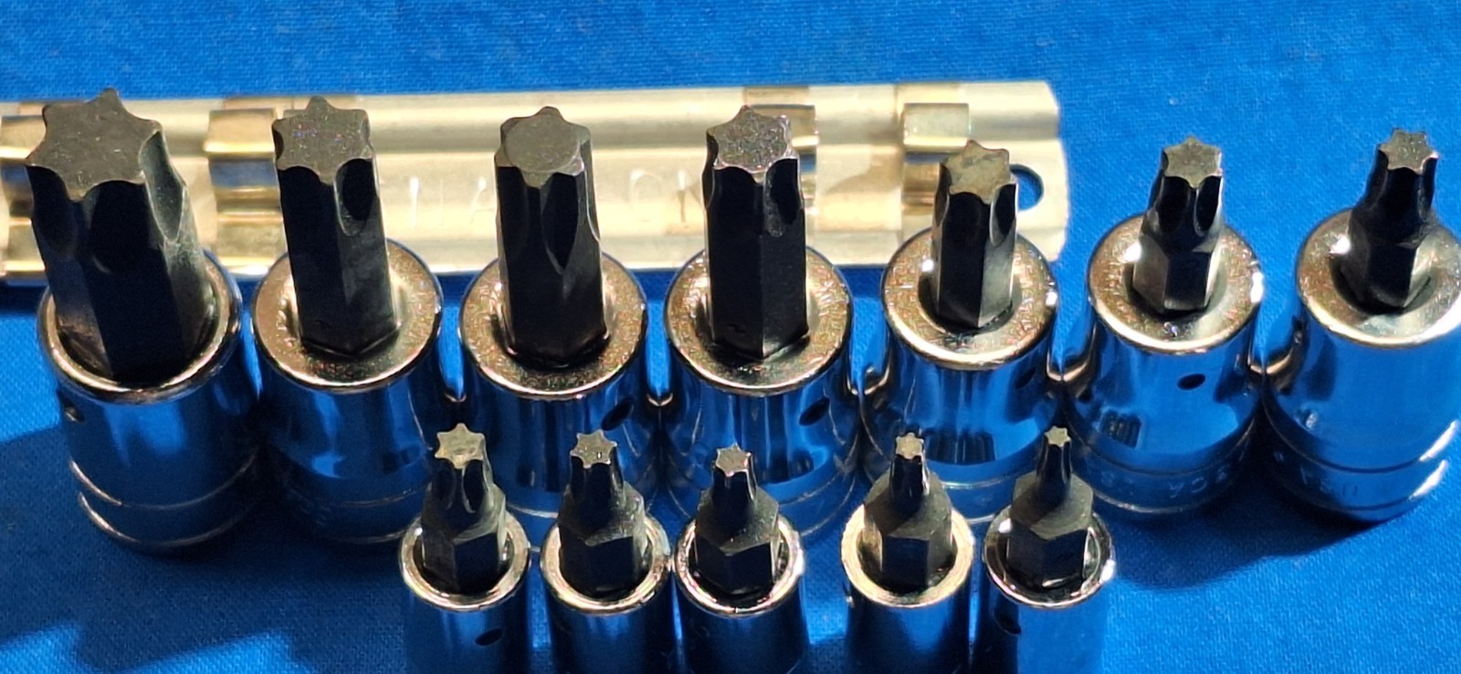 1986 Snap-On 211FTXY +1 12pc Torx bit socket set T55-T8 Includes FTX500 GM torx