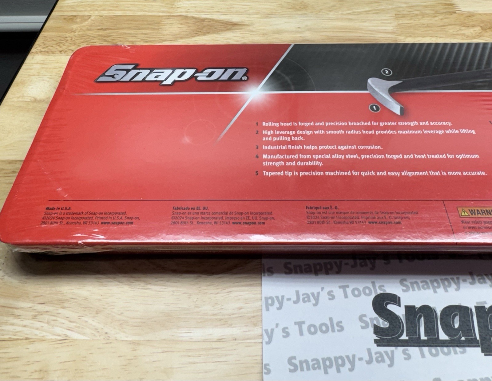 Snap-on Tools USA NEW 4pc Rolling Head Pry Bar Set w/Industrial Finish PBS704