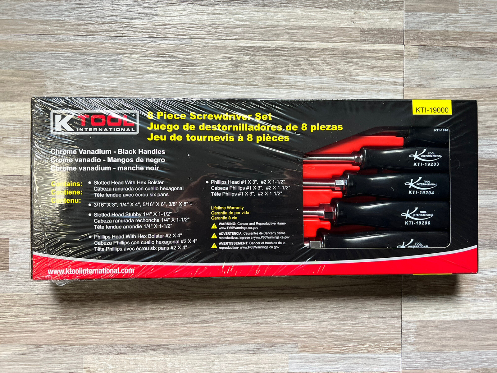 K Tool International New KTI-19000 Black 8 Pc Screwdriver Set & Storage Tray