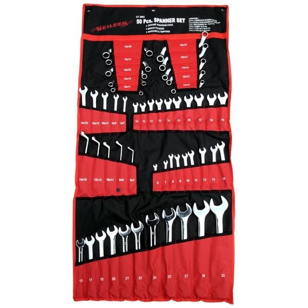 50pc Large Metric Combination Spanner Set 6-32mm Stubby (Genuine Neilsen CT3803)