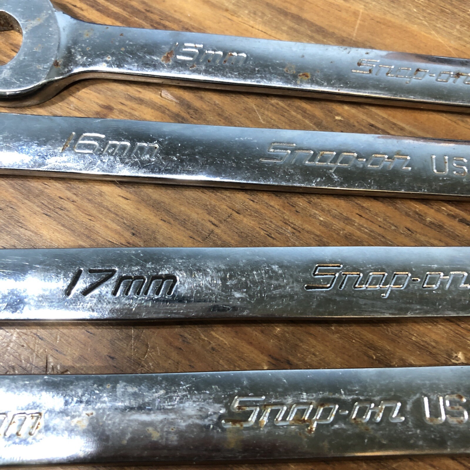 Snap-on SOEXM 15-17, 19 Flank drive Plus 12 Point Combo Wrench Set 4pc Metric