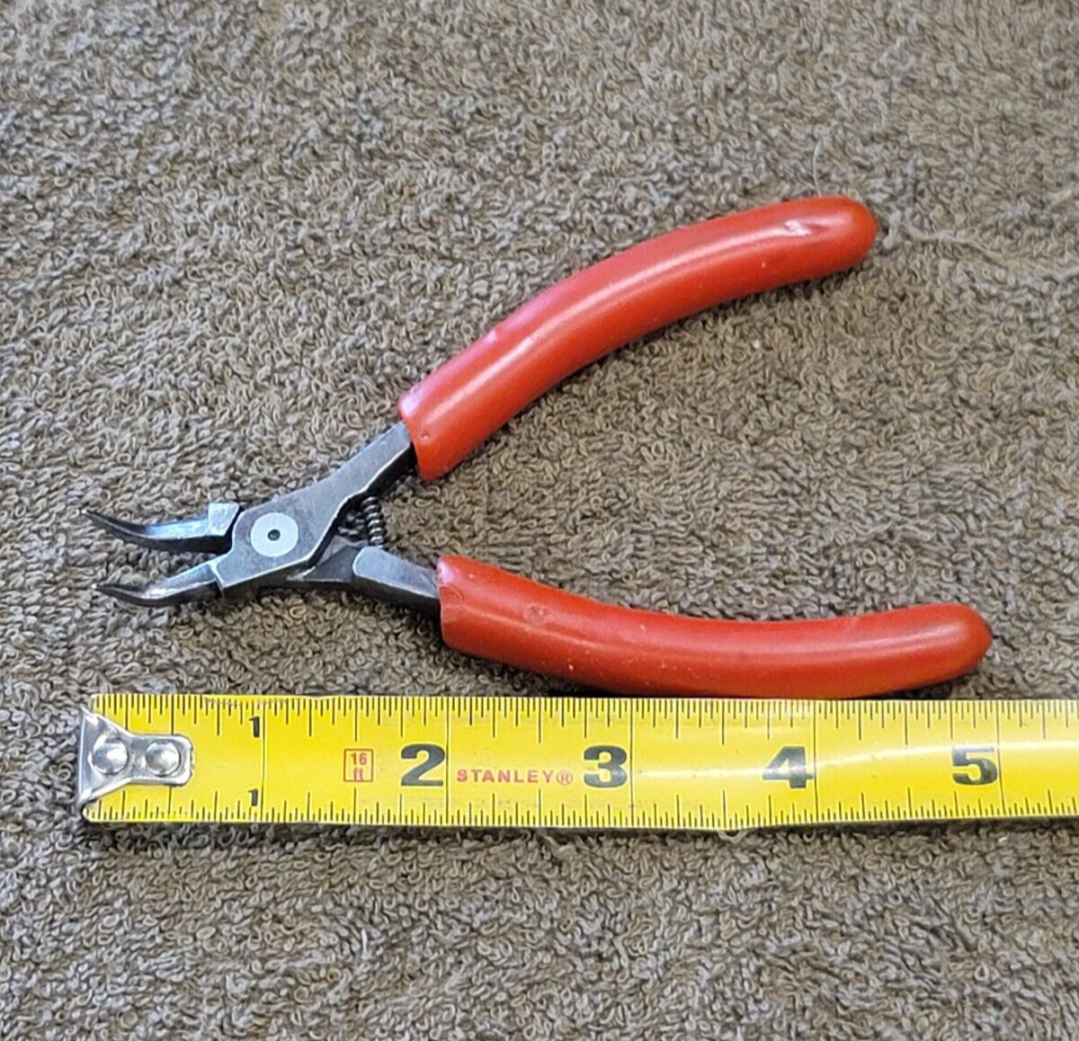 Snap on E771CG Angle Curved Needle Nose Electronic Pliers Cushion Grip Red 5 USA