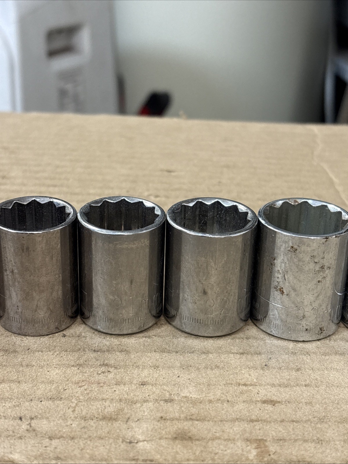 Vtg CRAFTSMAN 17pc 1/2 Drive Metric Socket Set 11-27 12pt (13mm 6Pt) USA No Skip