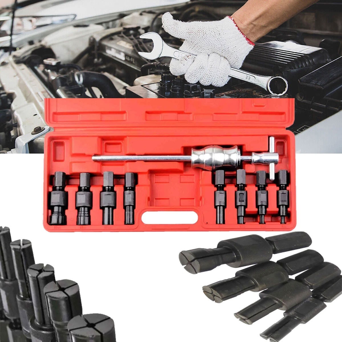8-32mm 9pc Blind Hole Inner Bearing Puller Set Remover Slide Hammer Internal Kit