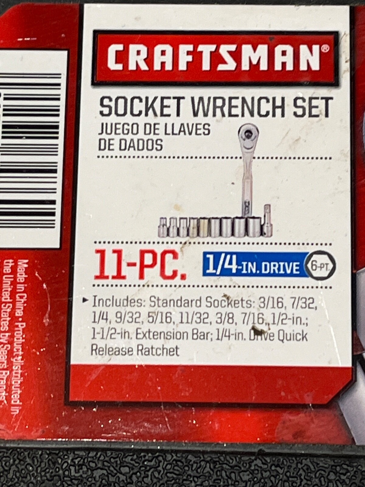 Craftsman 9-34860 SAE 11 Pc 1/4” Drive Socket & Ratchet Wrench Set