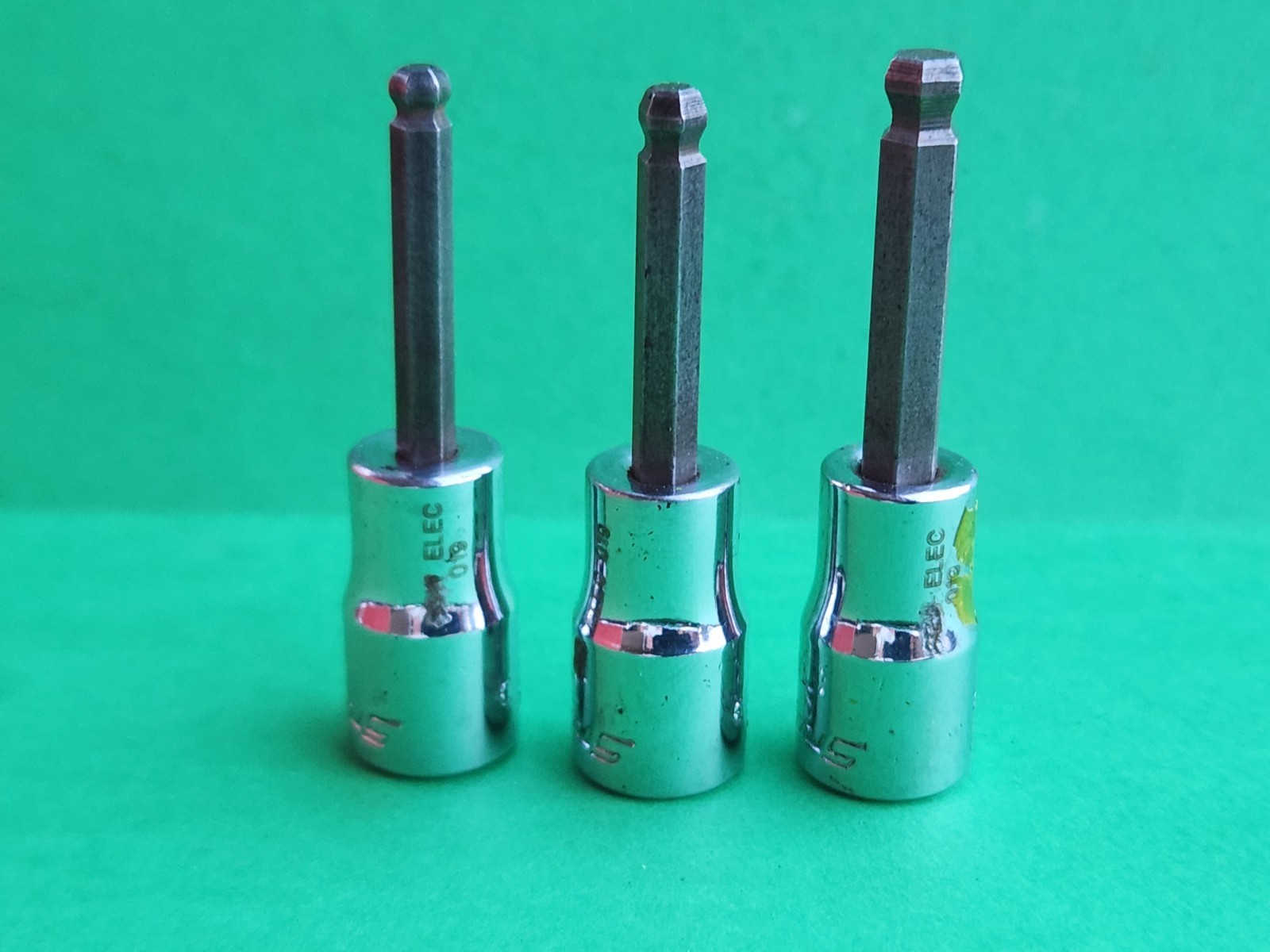 Snap On 3 pc 1/4″ Dr. SAE Hex Driver Bit Socket Set 9/64″, /5/32″, 3/16″, TMAB6E