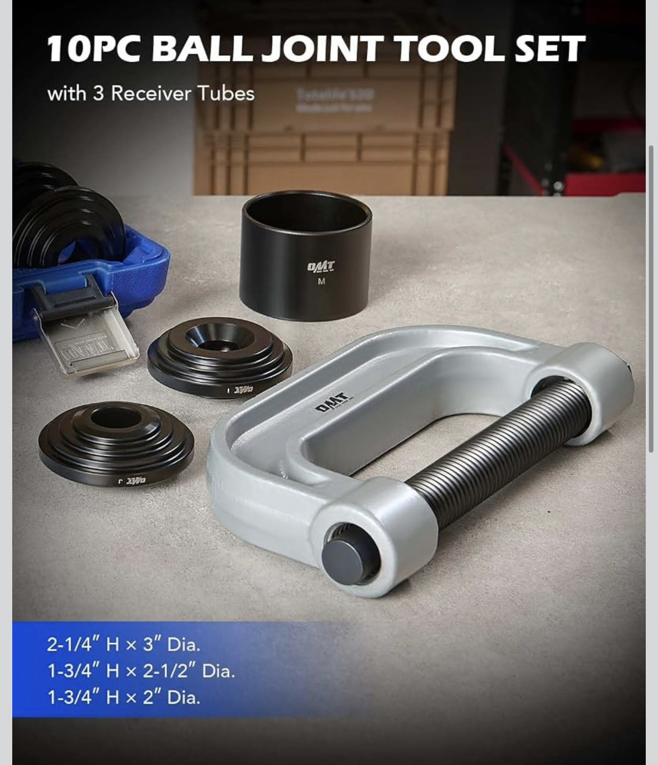 10pc Heavy Duty 4 in 1 Ball Joint Press U Joint Removal Tool Kit w 4 x 4 Adapter