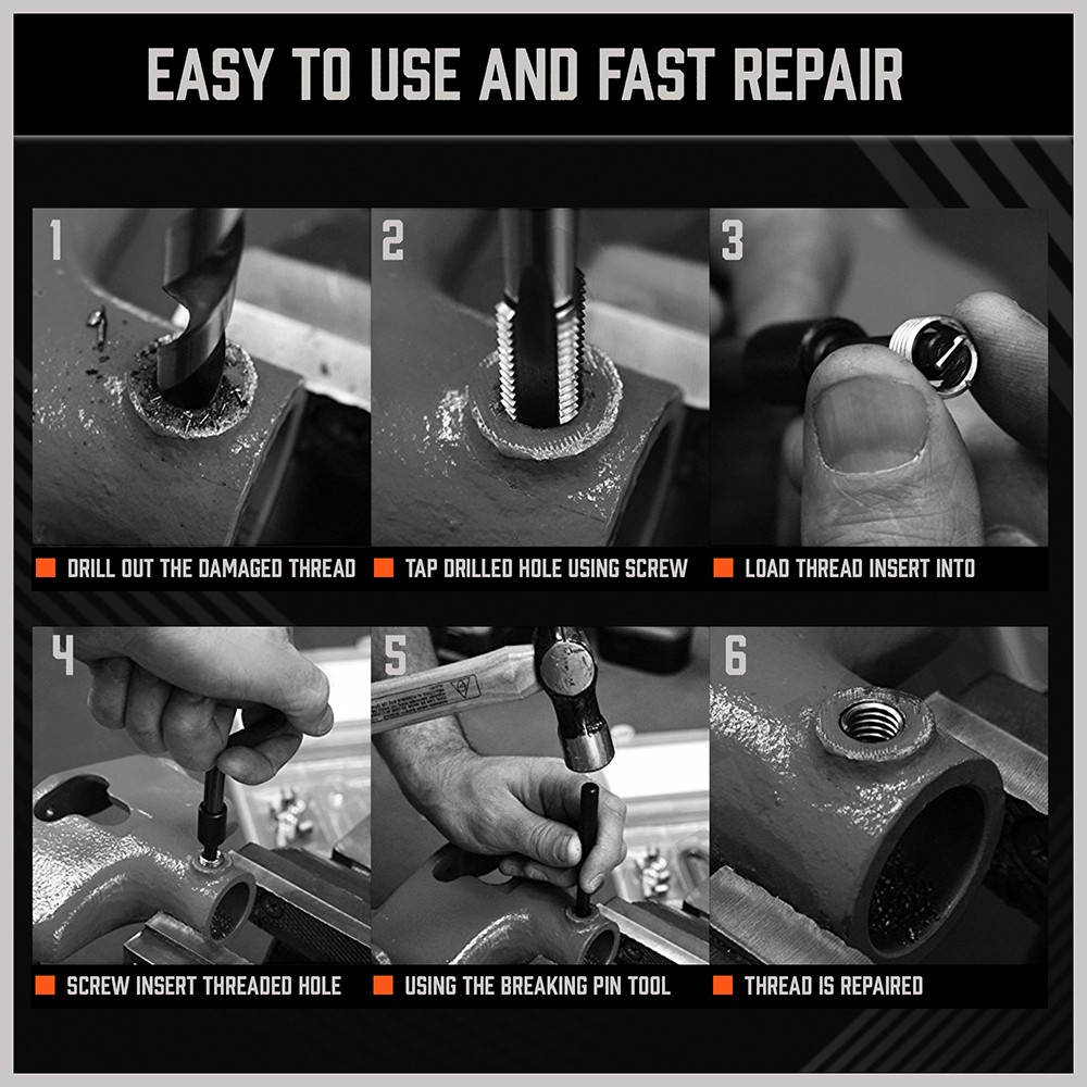 300PC Thread Repair Kit HSS Drill Helicoil Repair Kit SAE Metric Inch&MM W/Case