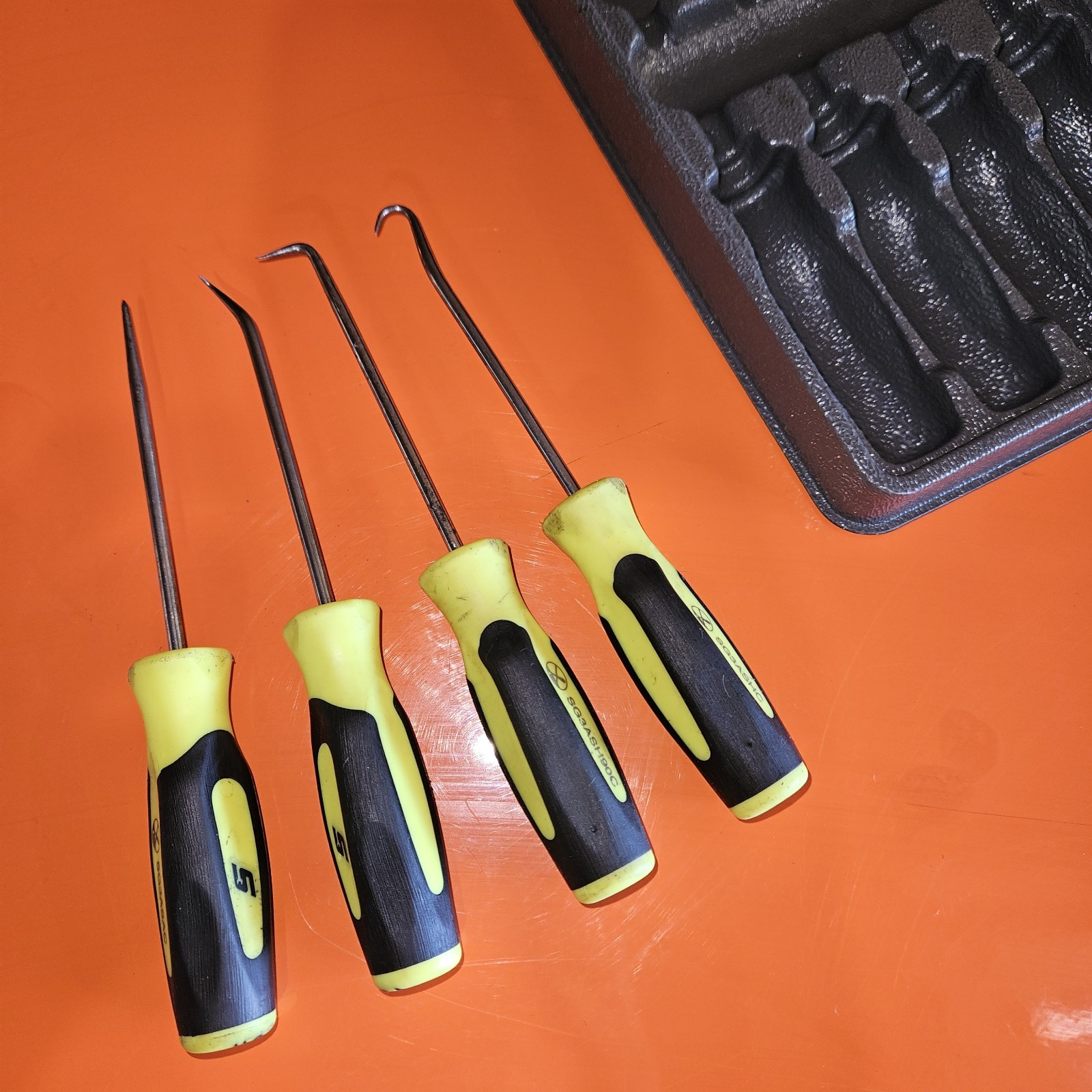 Snap-On 4pc Green Soft Grip Miniature Awl Hook Pick Set SGASA204CG