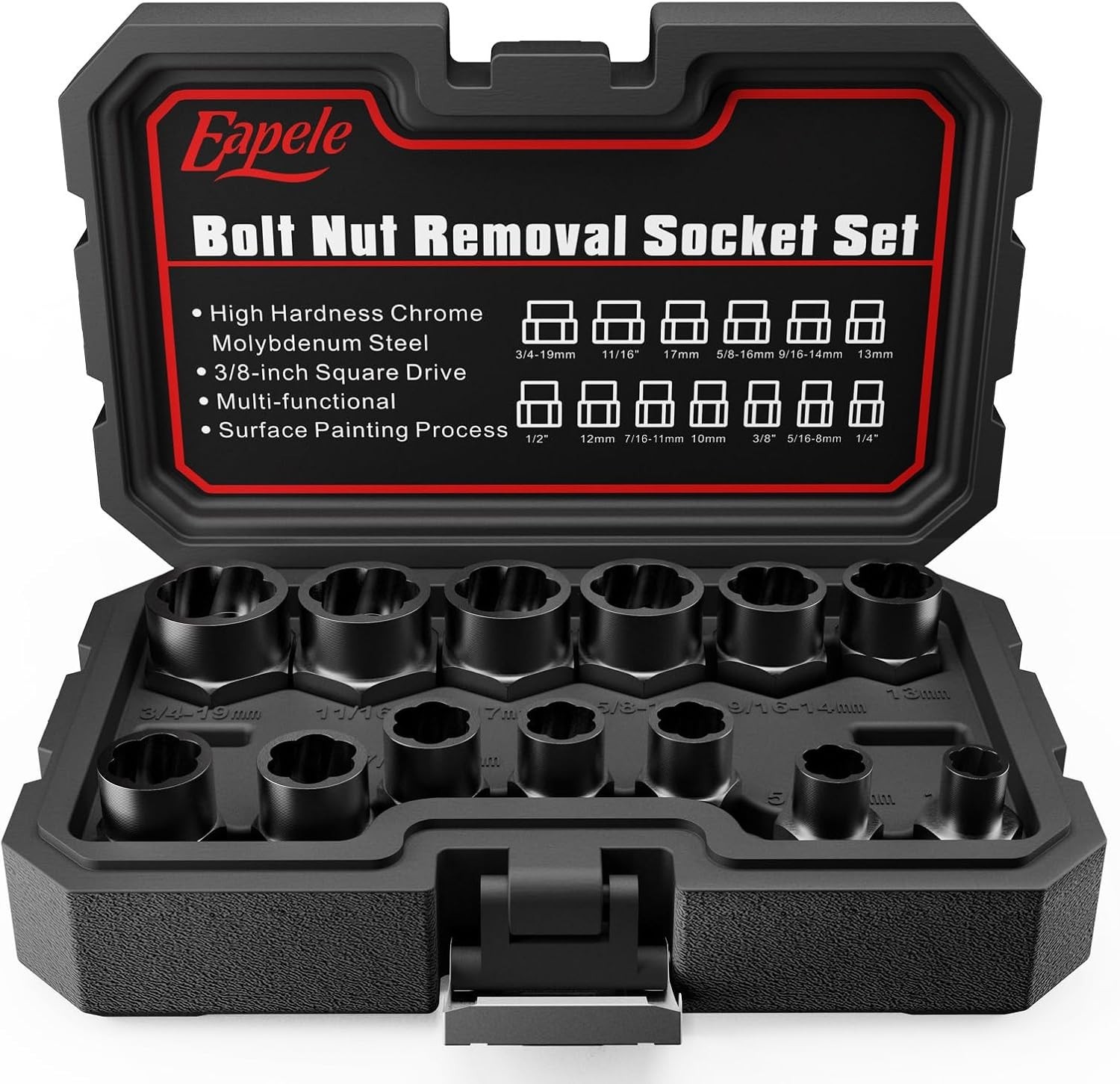 Durable 13-Piece Twist Socket Bolt Extractor Set – 41Cr Steel, Easy Carry Case