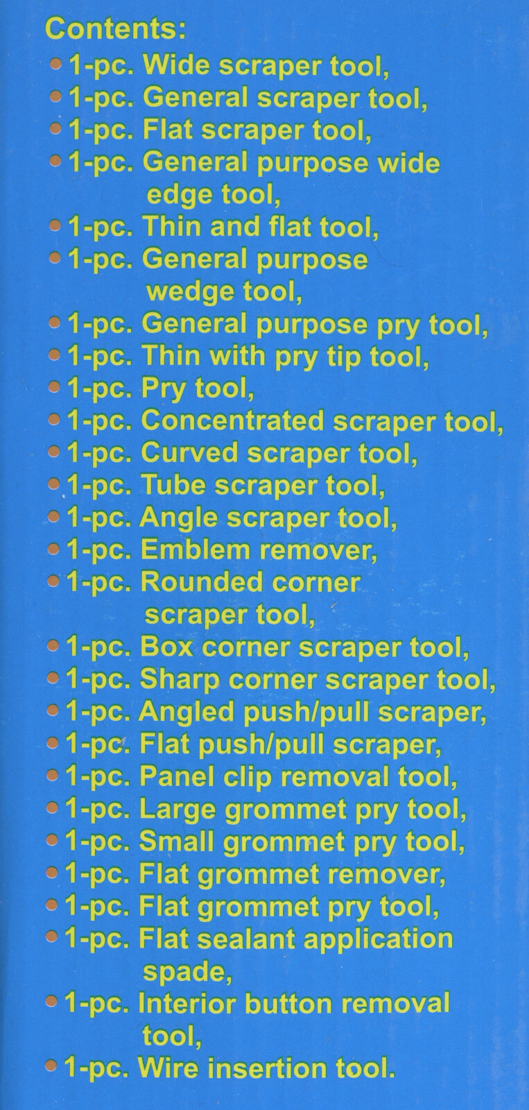 AUTOMOTIVE DOOR PANEL TRIM TOOLS – clip pry bars – push pin tool – nylon