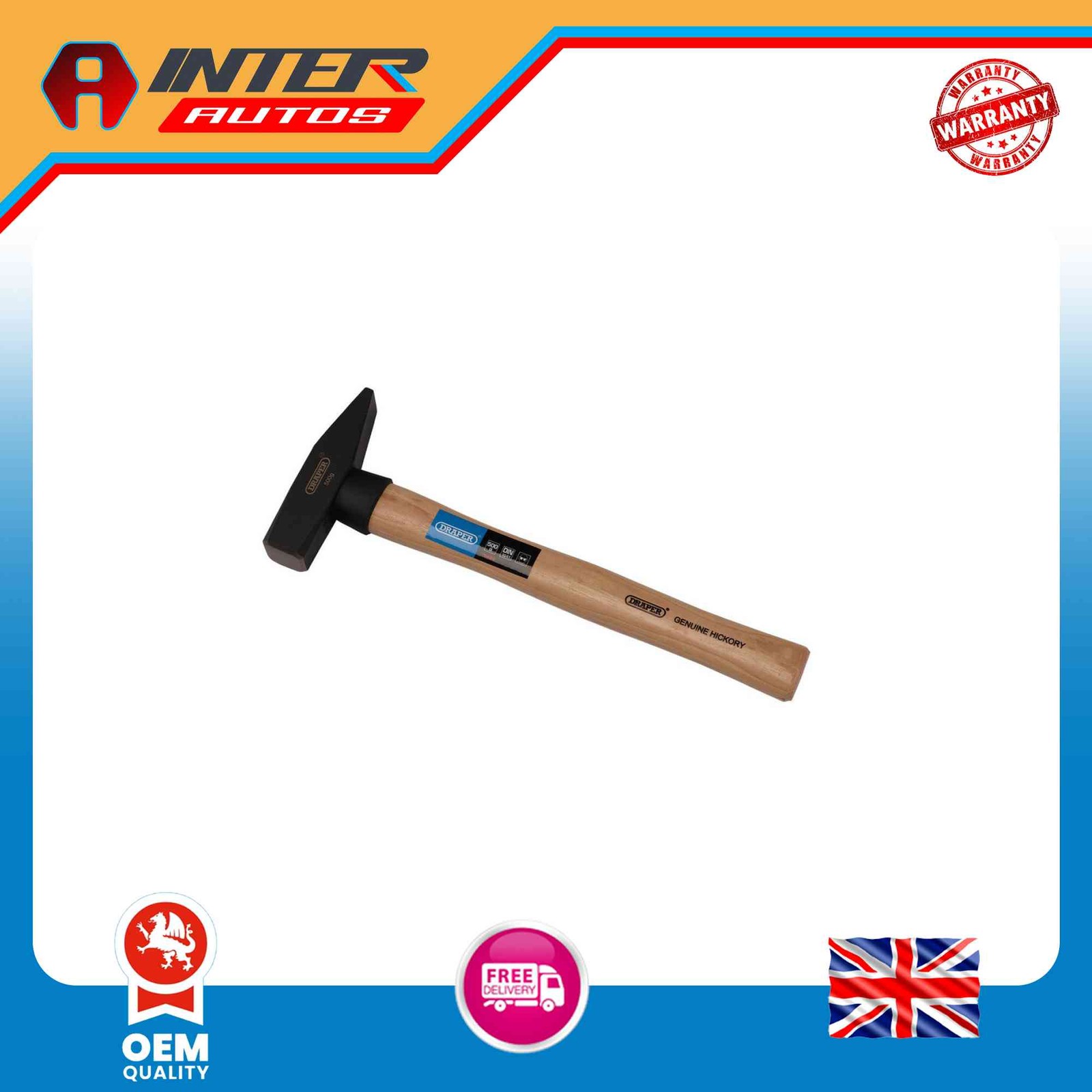 Draper Engineers Hammer with Hickory Shaft, 500g-18oz 70484