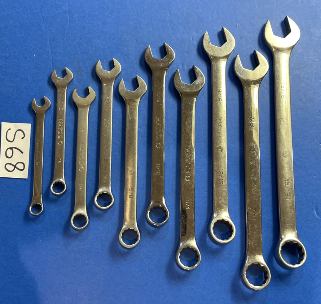 MATCO TOOLS 10 PIECE SAE. COMBINATION WRENCH SET 12 POINT 3/8 TO 15/16 INCH