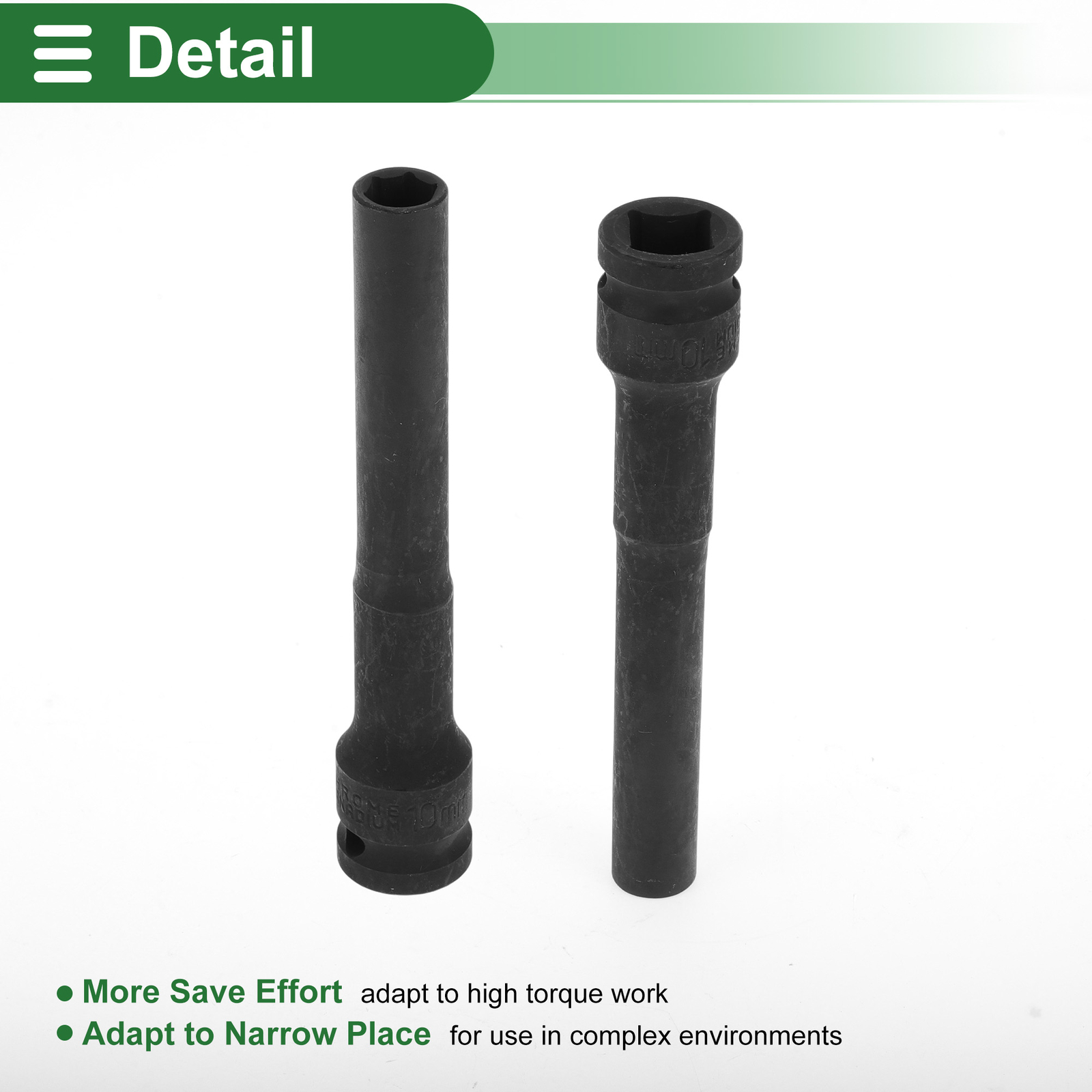 Universal 1/2 Inch Drive Impact Socket 10mm 6 Point Alloy Steel Black 1 Pcs
