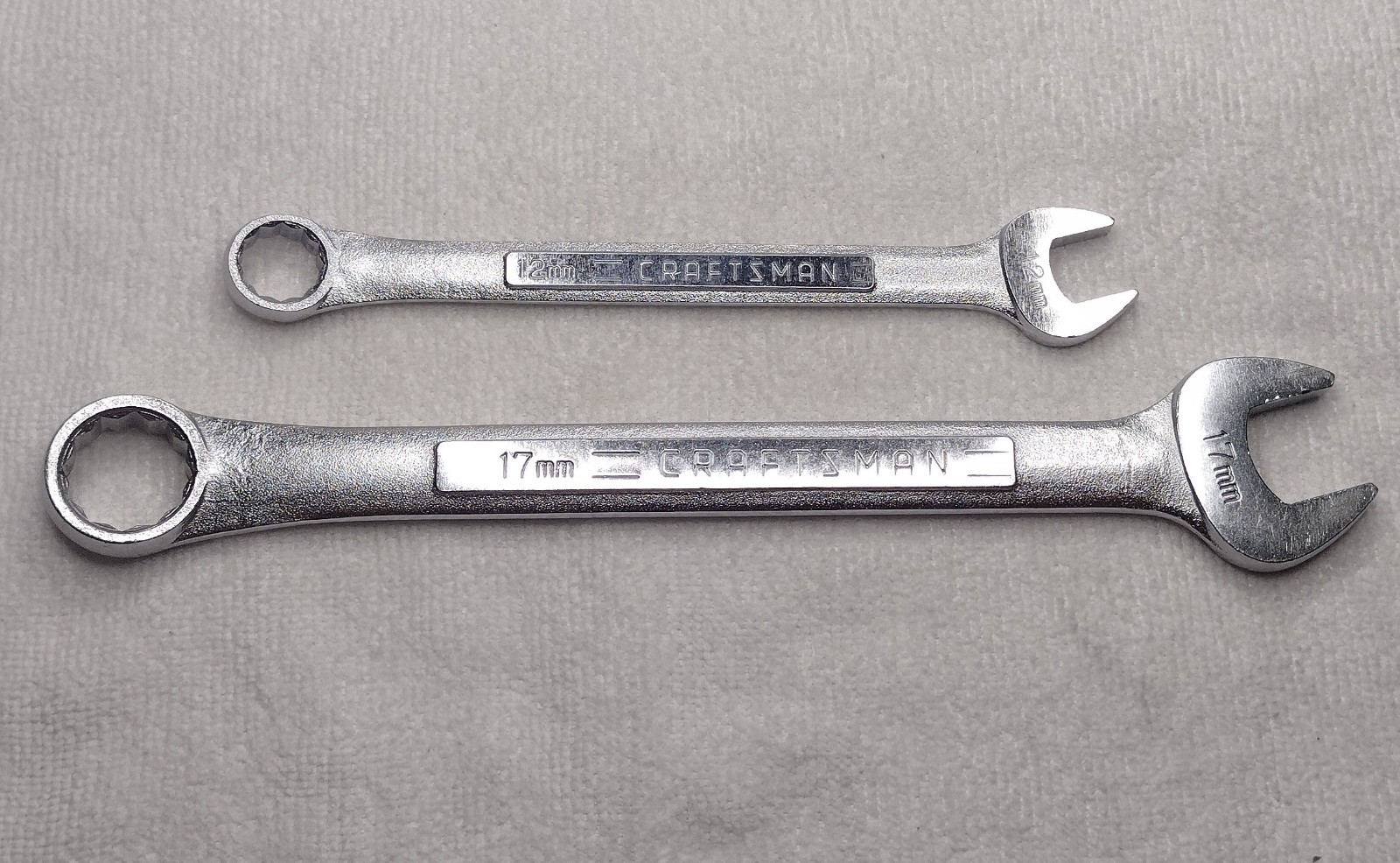 Craftsman BF Series 2pc Metric Combination Wrench Lot, 12mm; 17mm (42916; 42929)