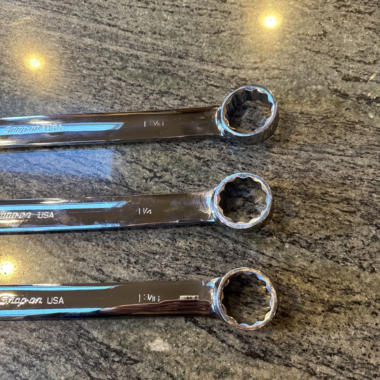 Snap-on soex703k1 3 pc sae flank drive plus 1-3/16-1-5/16” wrench set new