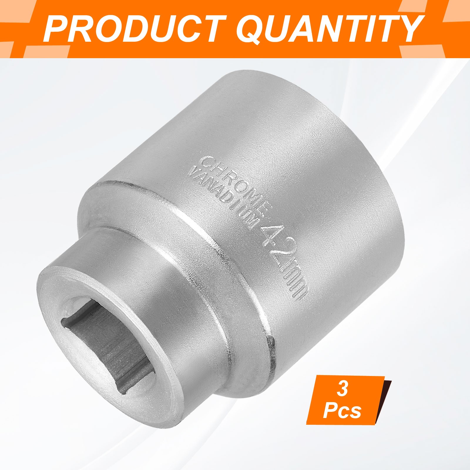 3pcs 12 Points Socket 3/4″ Drive 42mm Metric Impact 2.6″ Long Zinc Plating