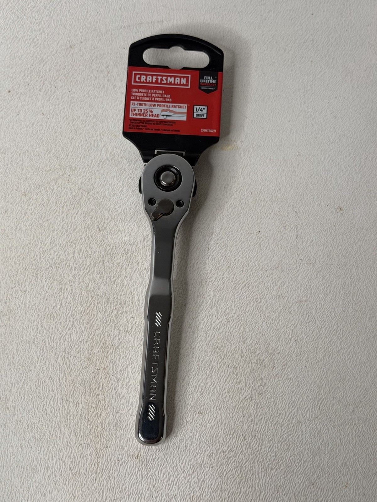 CRAFTSMAN 1/4-in Drive 72-Tooth Quick-Release Ratchet CMMT86721 Low-Profile, NEW