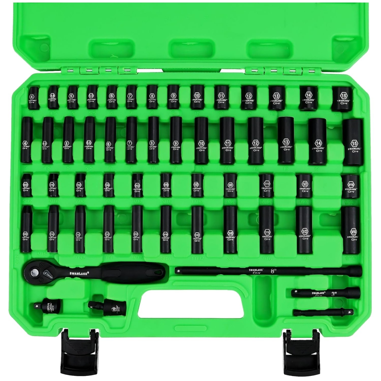 Complete 56-Piece SAE/Metric Impact Socket Set for Mechanics